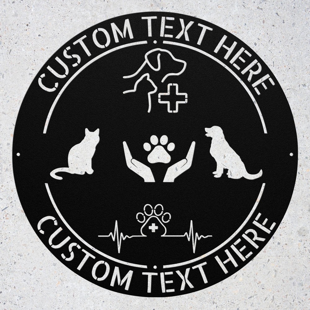 Personalized Veterinary Name Metal Sign Custom Veterinarian Wall Decor Art