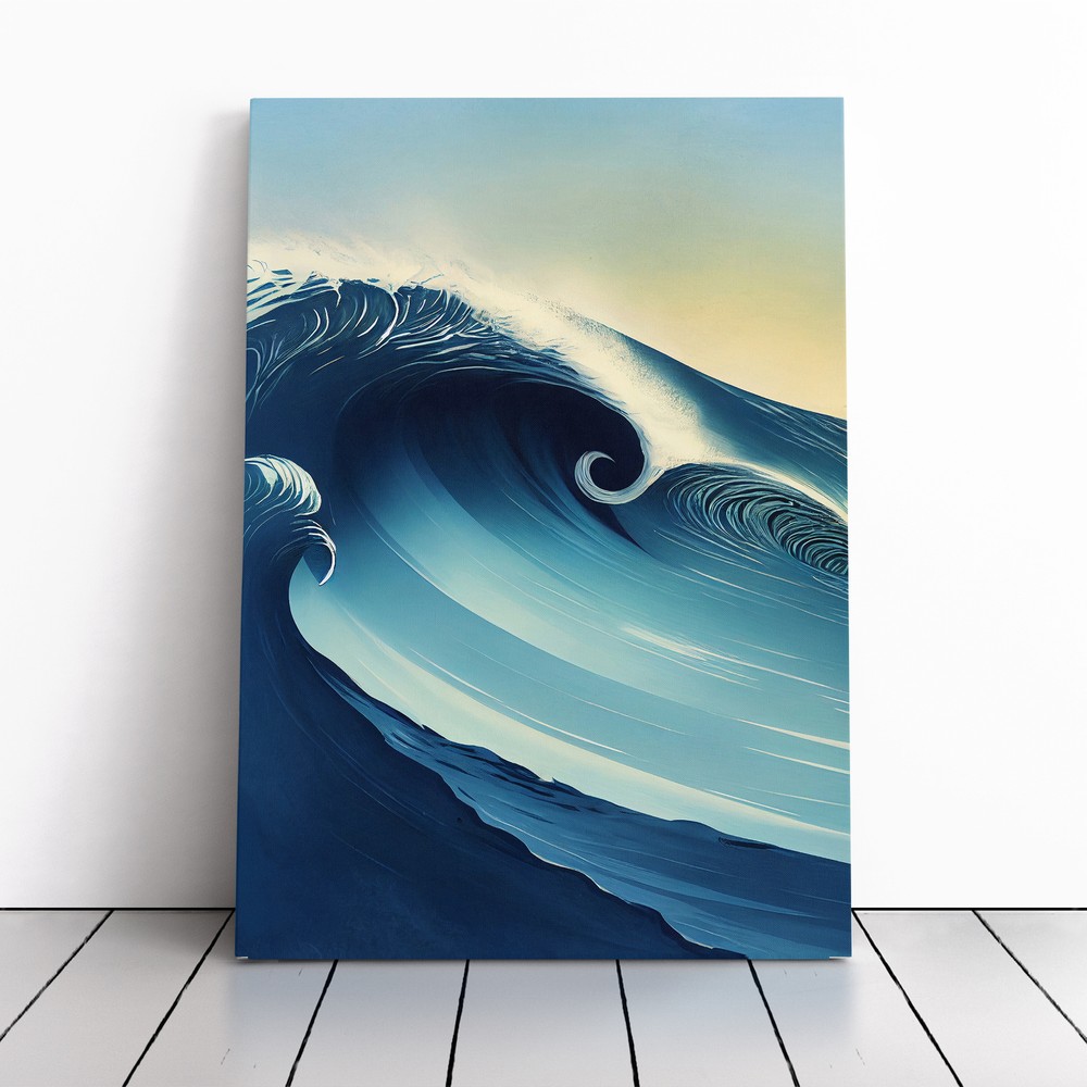 Ocean Wave At Sunrise No.1 Canvas Wall Art Print Framed Picture Dining Room