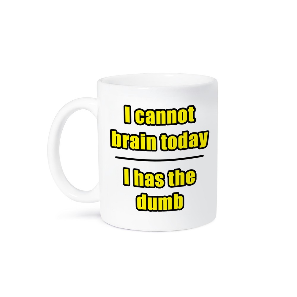3dRose Yellow Mug - I Cannot Brain Today I Has The Dumb