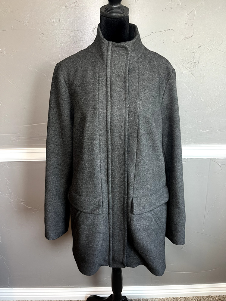 J Jill Winter Jacket Women's Size M Gray Zipper Snap Pockets Coat