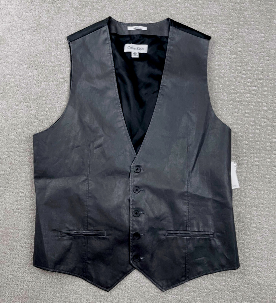 NWT Calvin Klein Body Vest Mens Medium Black Tailored Fit Tuxedo Formal Business