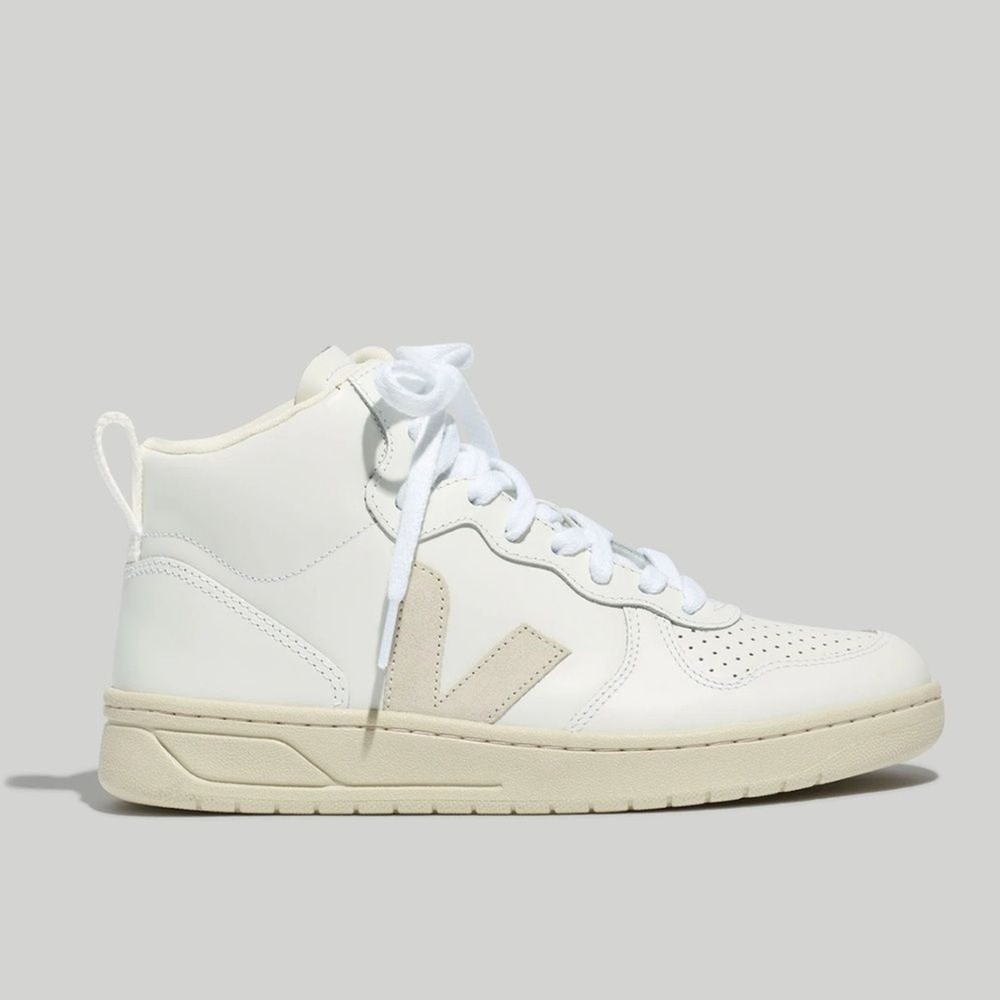 Veja high top women sneakers size 11 white vegan leather sustainable fashion