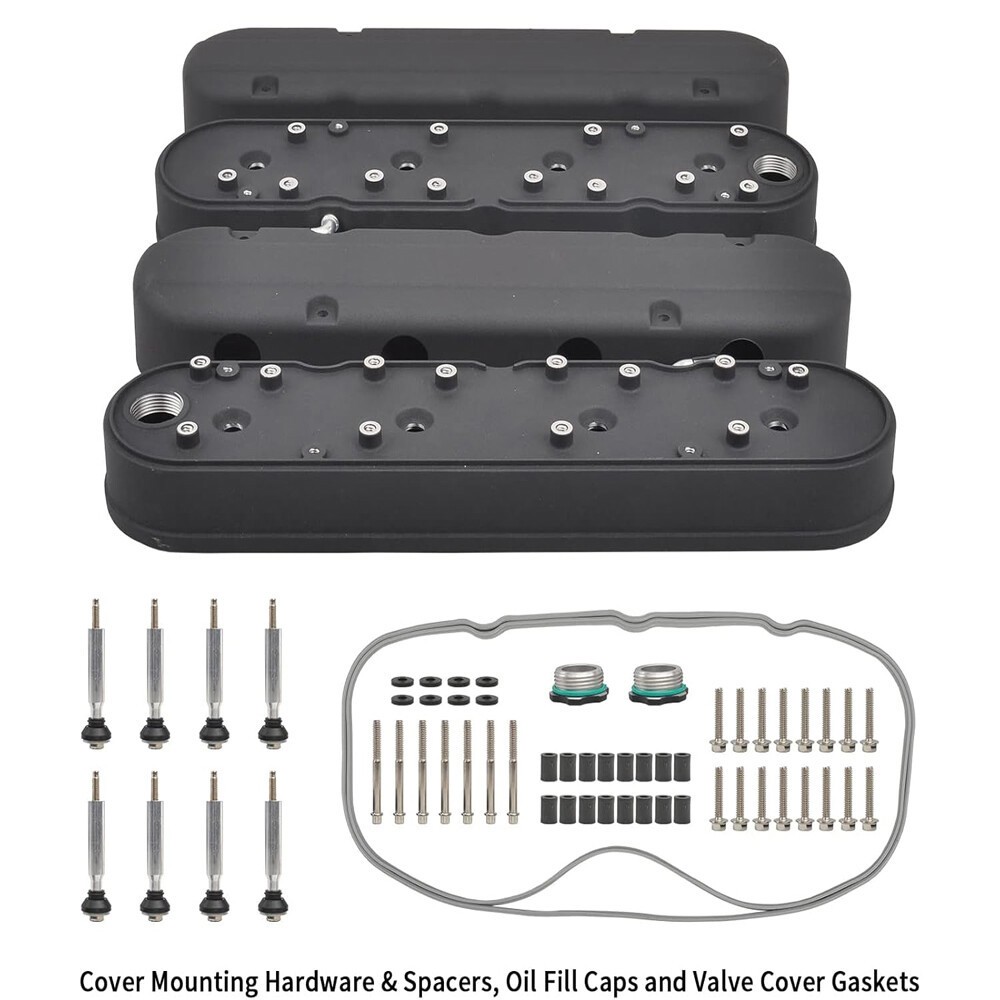Black New Valve Covers & Coil Mounts w/Covers for Chevy LS LS1 LS2 LS3 LS6 LS7