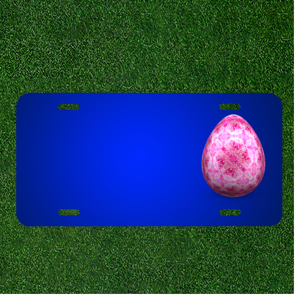 Custom Easter License Plate with Names on Egg and Floral Design