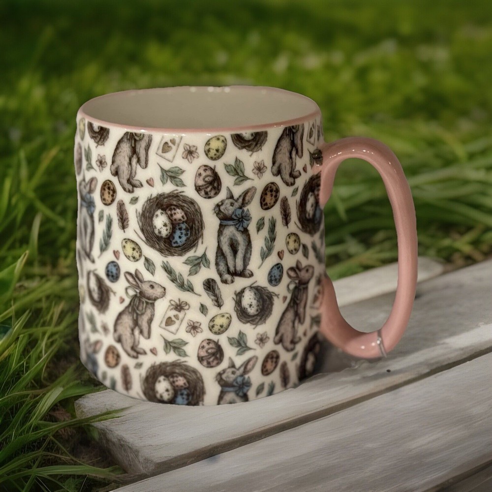 10 Strawberry Street coffee mug Easter bunny like Peter rabbit eggs Ceramic NWT