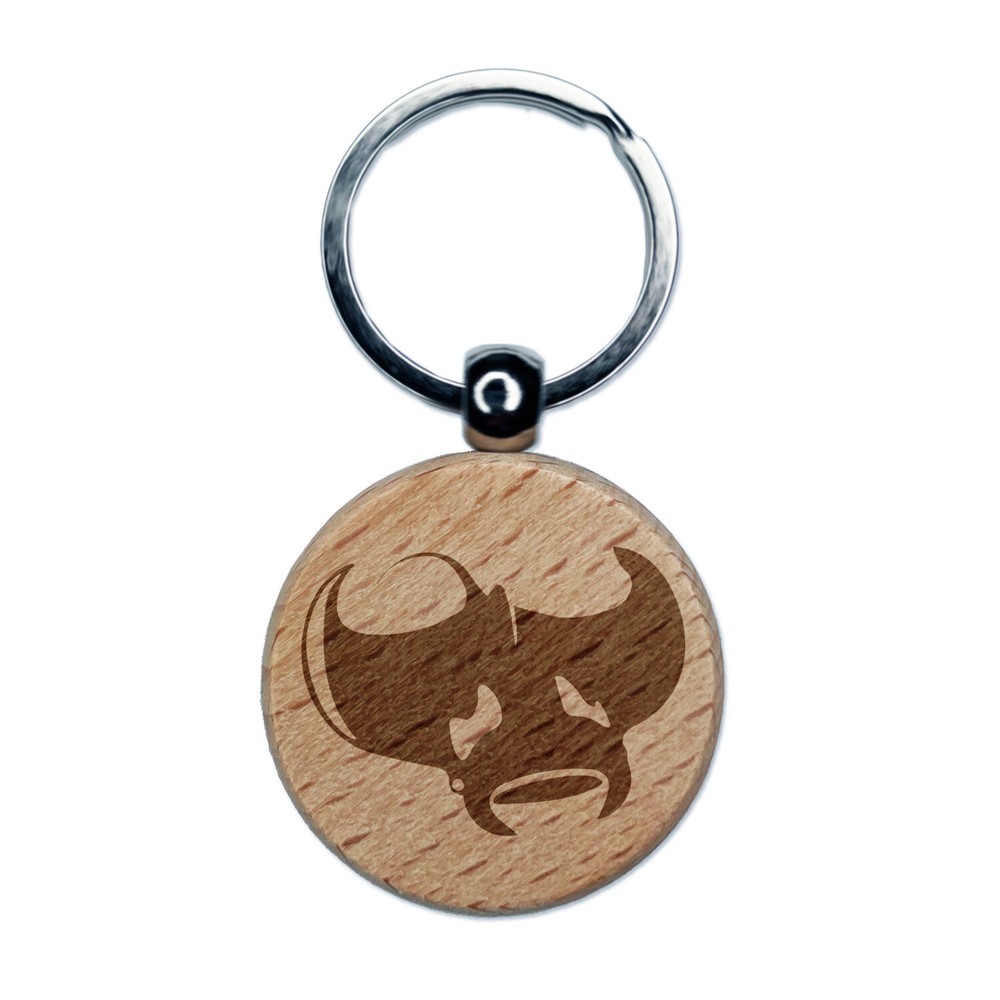 Manta Ray Engraved Wood Round Keychain Tag Charm