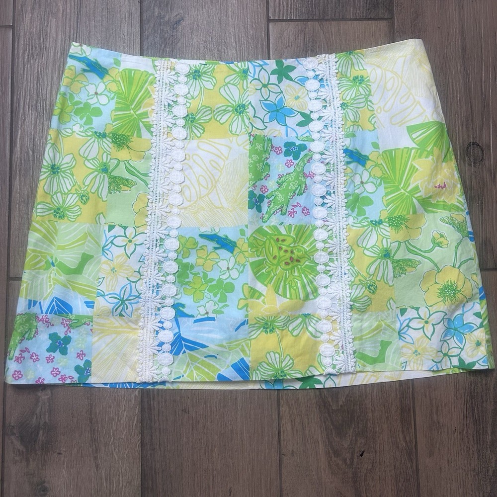 Lilly Pulitzer Skort Size 6 Gator Patch Frogs Alligators Flowers Lace