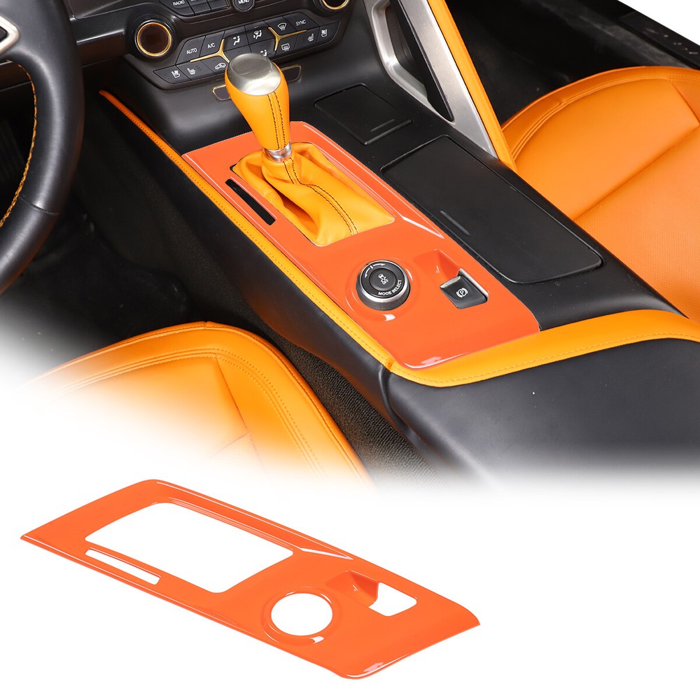 ABS Orange Center Console Gear Panel Frame Trim for Corvette C7 Z06 2014-2019-image