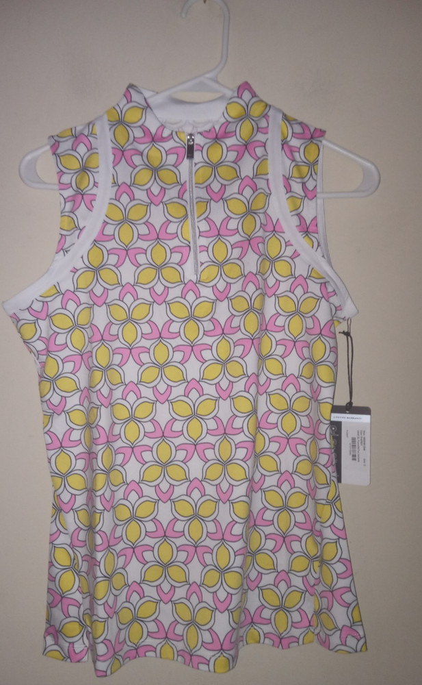 Tail  Women's Golf Shirt Small Sleeveless  1/4 Zip Lifestyle Casual White Pink