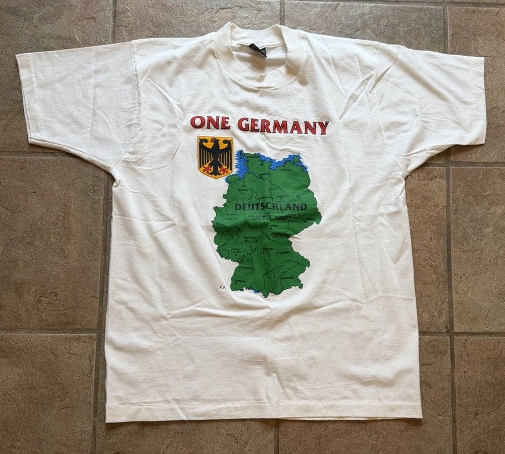 Vintage 1990s One GERMANY REUNIFICATION T-Shirt Single Stitch XL