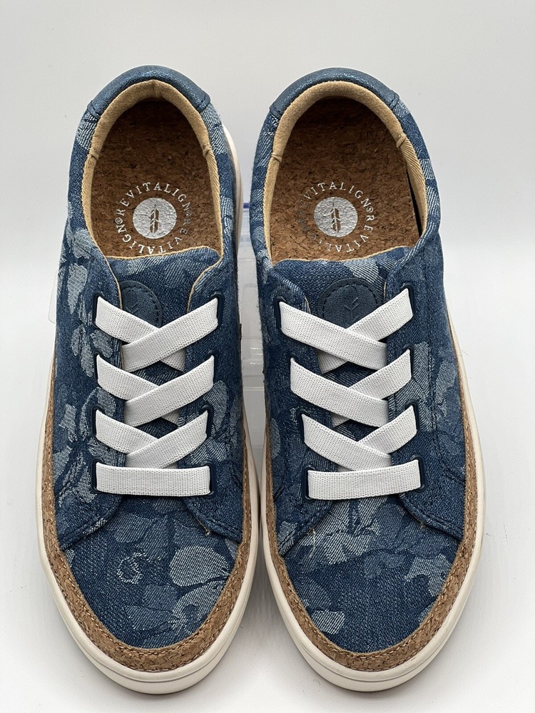 NEW Revitalign Orthotic Slip-On Blue Floral Sneaker Casual Shoes HERMOSA