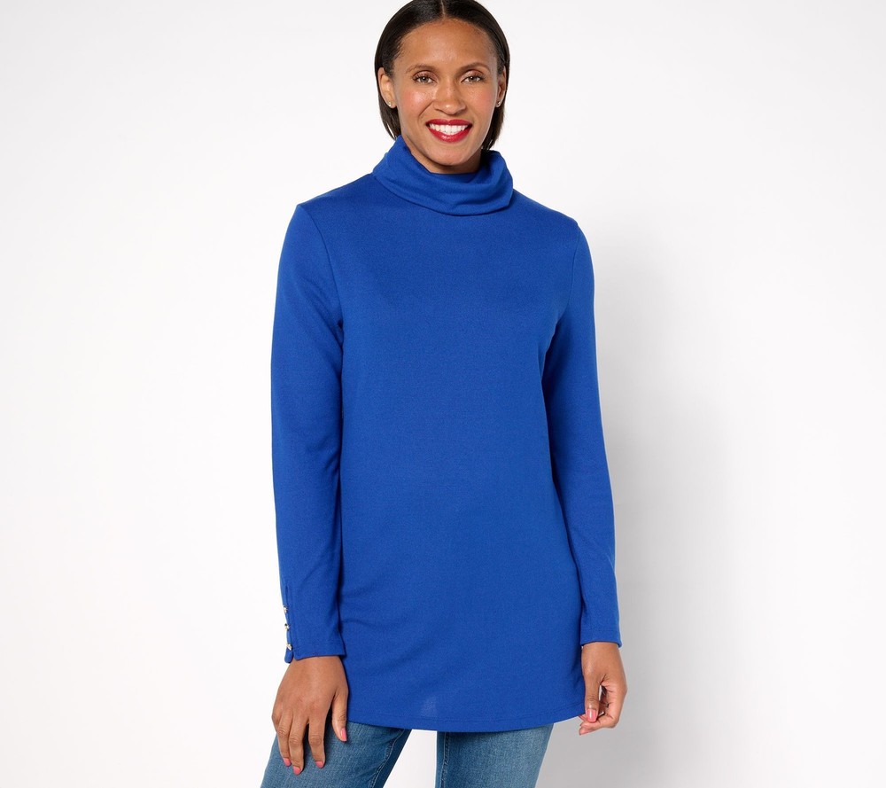 Denim & Co. Women's Top Sz M Essentials Heavenly Jersey Tunic Blue A673725