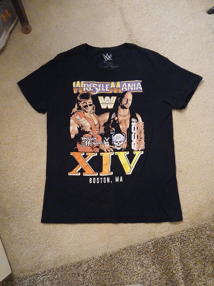 WWE Wrestlemania XIV T Shirt Men's Medium Shawn Michaels Stone Cold WWF FLAWS