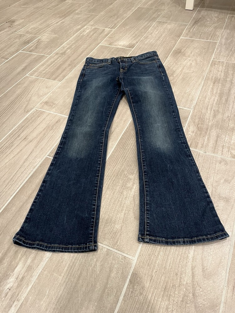 Calvin Klein Jeans Womens Size 4 Blue Flare Whiskers Stretch Distressed WG41A50C