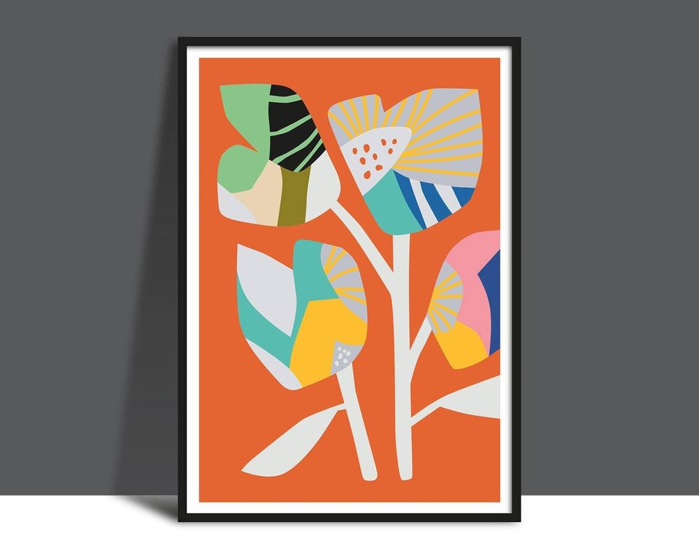Printable Flowers Abstract Collage Poster Graphic Design Botanical Wall Art-image
