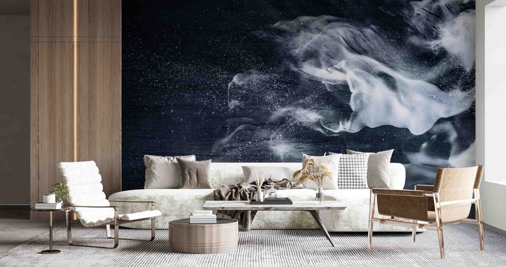 3D White Smoke Artistic Wall Mural Sticker for Stylish Home Décor