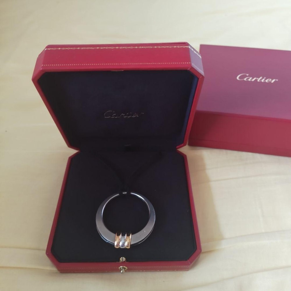 Cartier Trinity Charm Pendant on Leather Cord Necklace