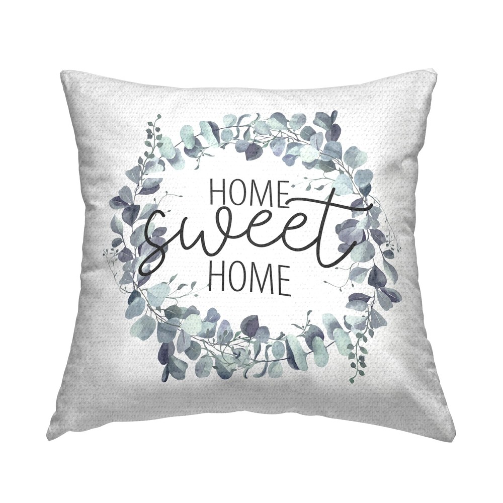 Blue Eucalyptus Outdoor Printed Pillow 18x18 for a Cozy Sweet Home Entrance