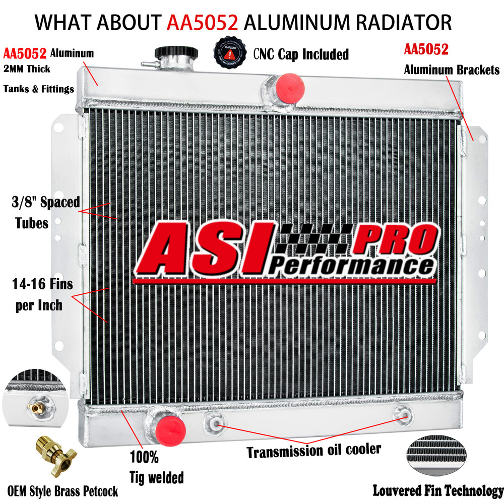 4 Row Aluminum Radiator for 1959 1960 Cadillac DeVille Eldorado 6.4L V8 Gas AT