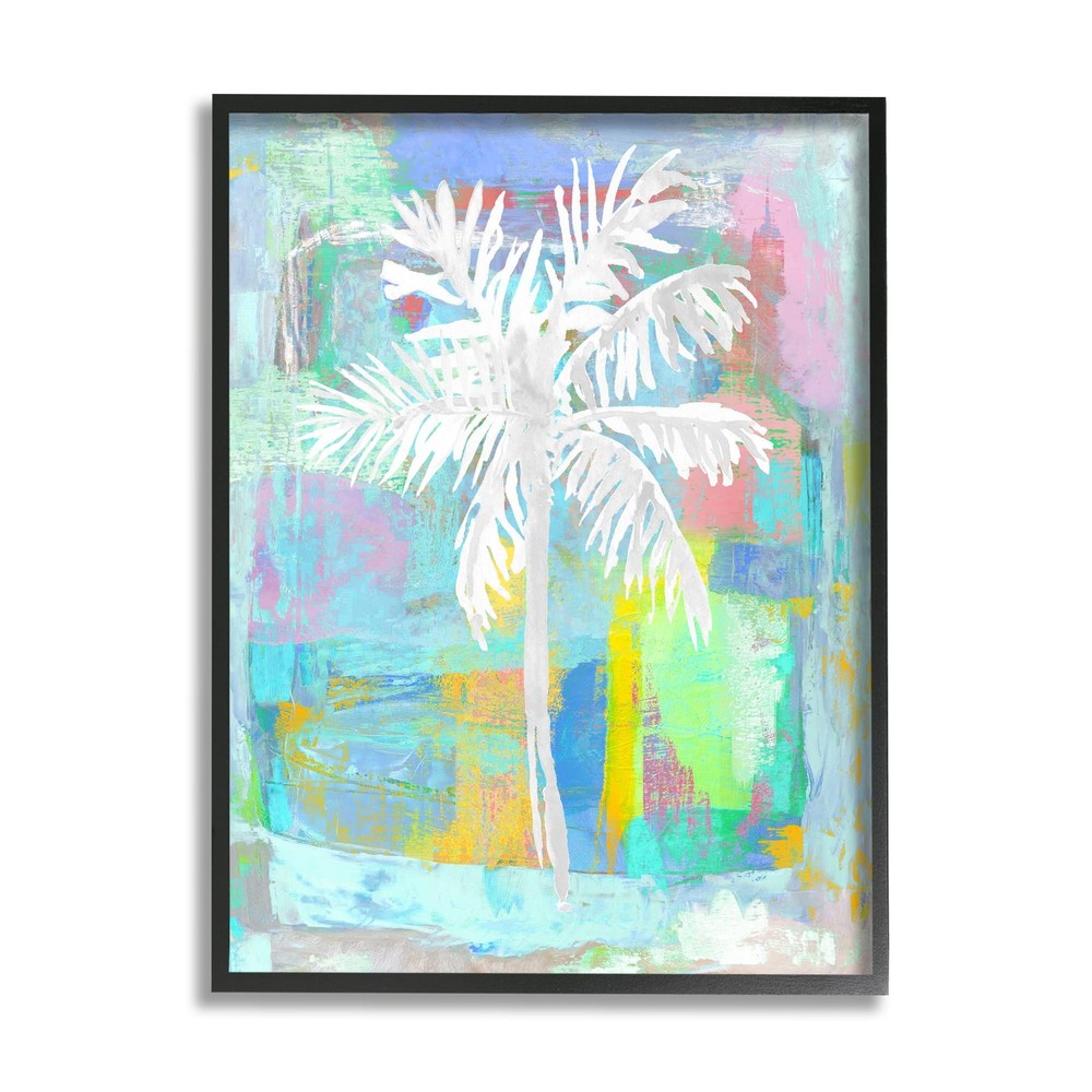 Abstract Tropical White Palm Tree Design by Kristen Dew, Vivid Brushstrokes-image