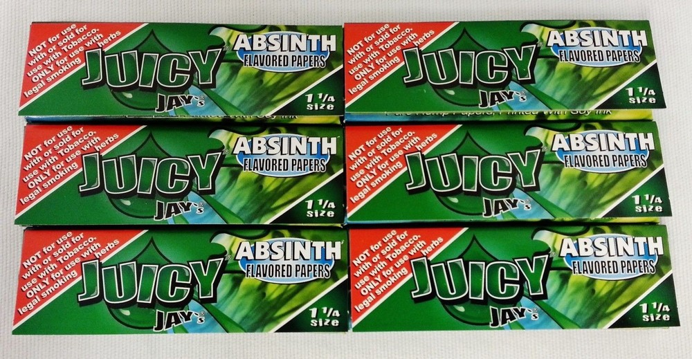6 Packs Juicy Jay’s Absinth 1 1/4 Rolls Free Shipping Included-image