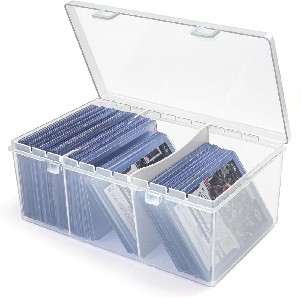 Plastic Top Loader Storage Box with Dividers, Trading Card Storage Box, Sports C