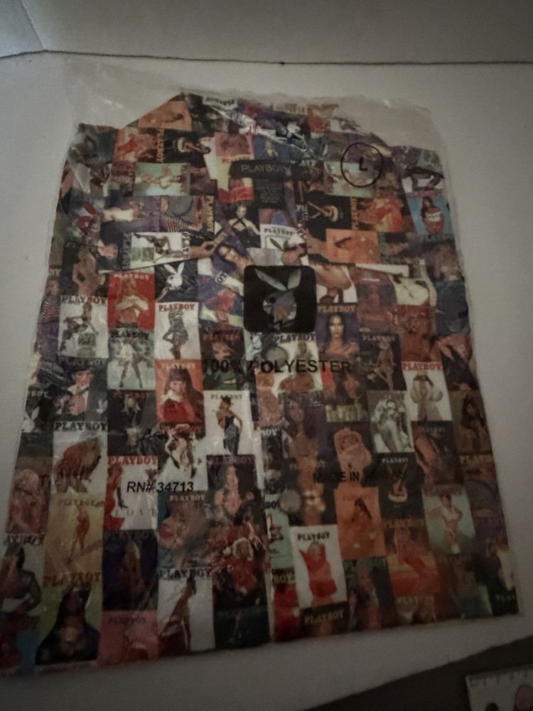 VTG 90S Playboy Centerfold Magazine Shirt New In Bag Size Large Y2K Short Sleeve