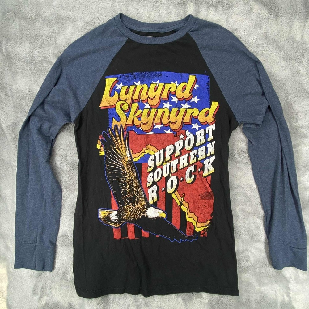 Lynyrd Skynyrd Womens Shirt Small Black Gray Graphic Raglan Long Sleeve T-Shirt
