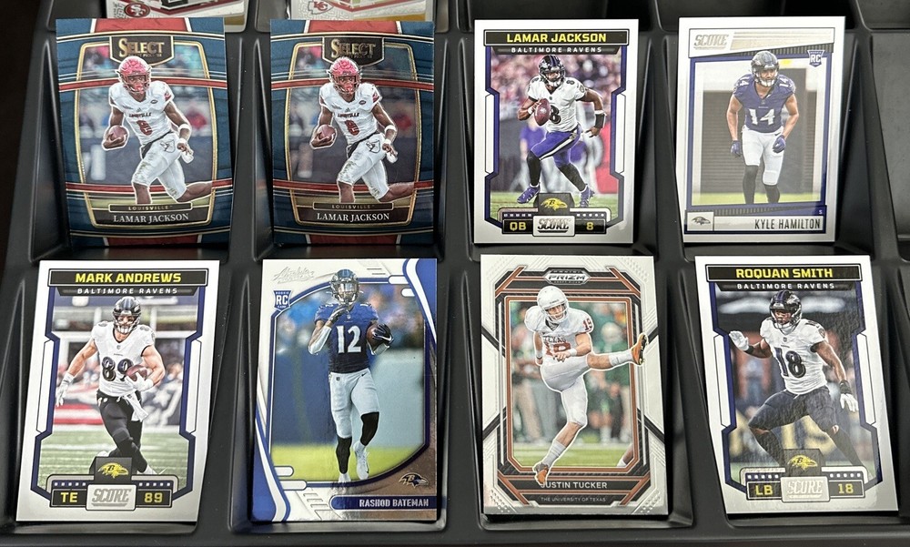 Baltimore Ravens 8 Card Lot Lamar Jackson Justin Tucker Rashod Bateman Ravens RC