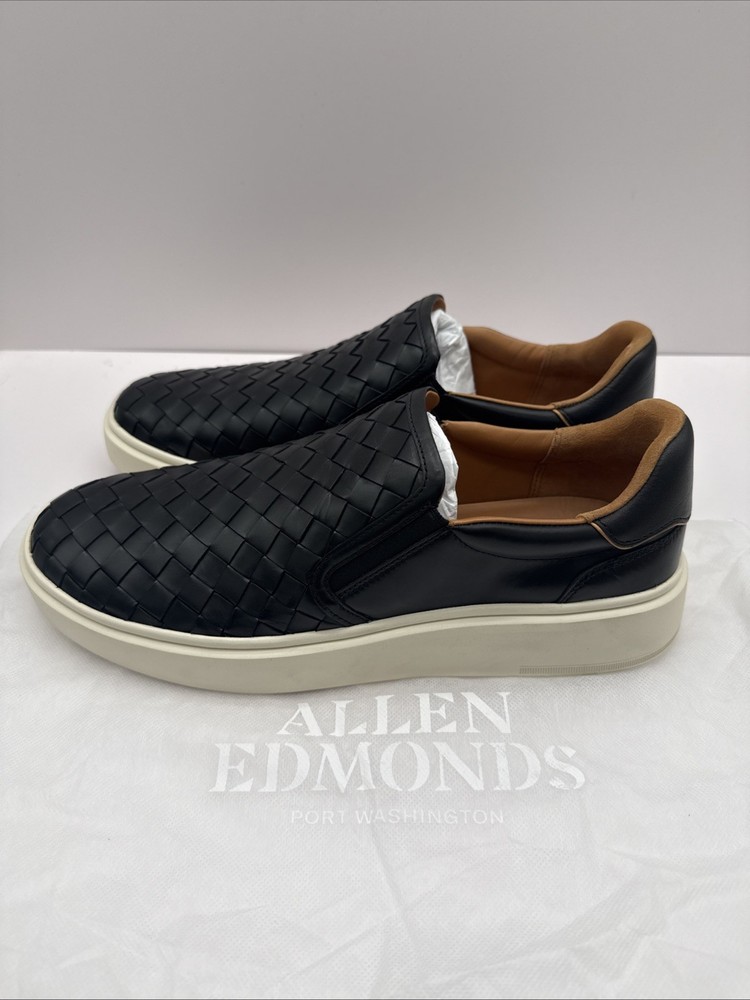 Allen Edmonds Oliver Slipon Blk LE Woven Leather Sneakers 11 D
