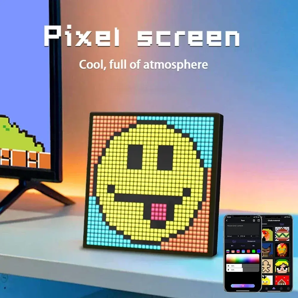 DIY Bluetooth RGB LED Pixel Matrix Smart Display with App Control for Custom Digital Lamps
