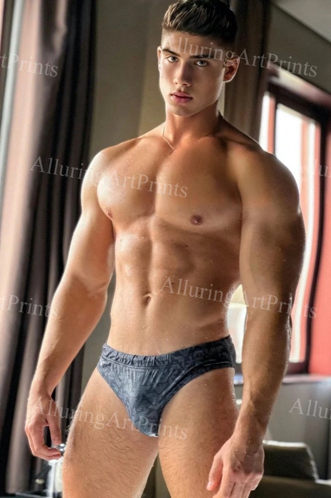 Male Model Photo Print Muscular Handsome Shirtless Hunk Abs -S194