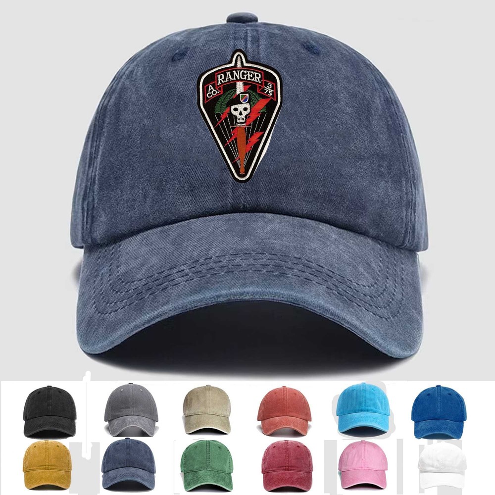 Custom Embroidered Hat A Company 3/75 Ranger, Veteran Cap, Trucker Hat, Gift