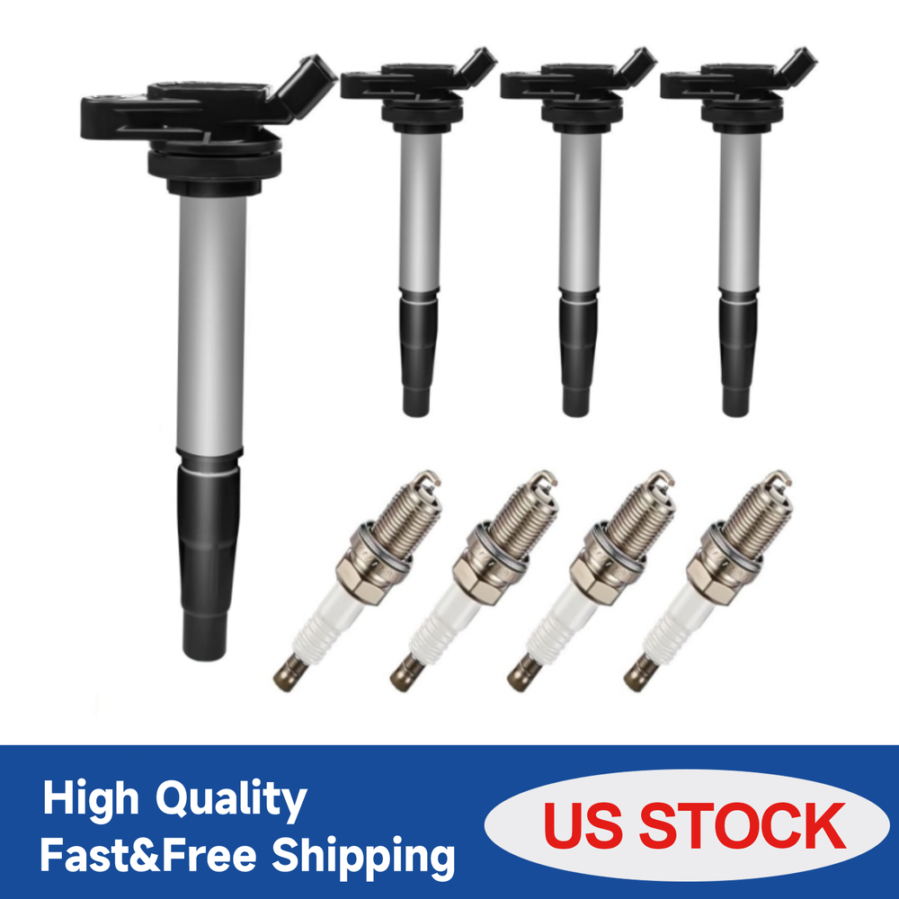 UF596 4X Ignition Coil and Iridium Spark Plug For 2009-2017 Toyota Corolla 1.8L