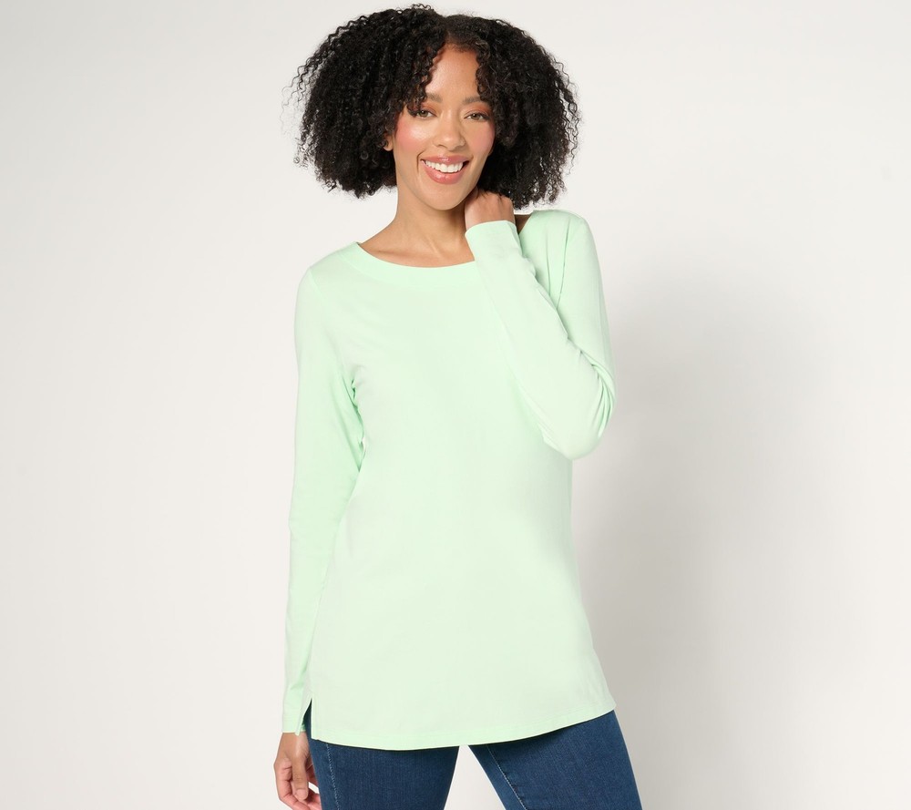 Belle by Kim Gravel Women's Top Sz 2XS (XXS) Primabelle Knit Long Green A674041