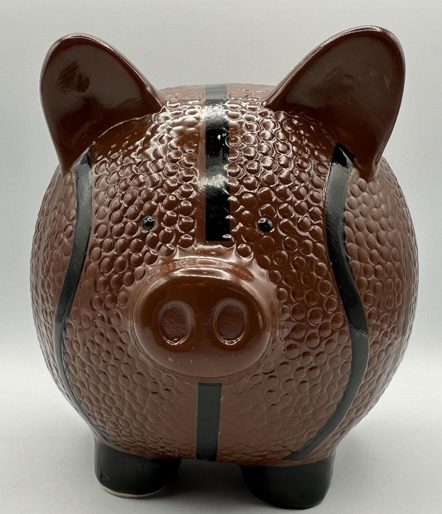 Basketball Ceramic Coin Piggy Bank 6” Tall Sports Pre-owned Free Shipping.