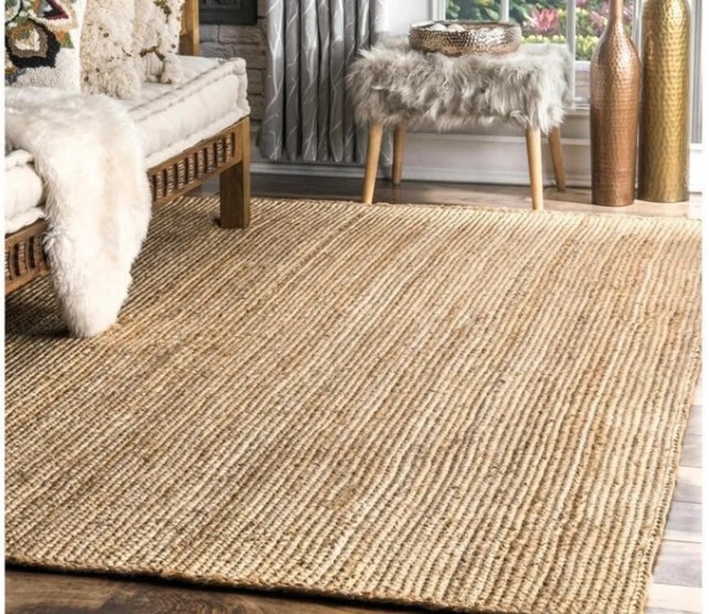 Rugs- Natural Jute Rug Rectangle Hand Braided Area Rug Handmade Rug for Home Dec