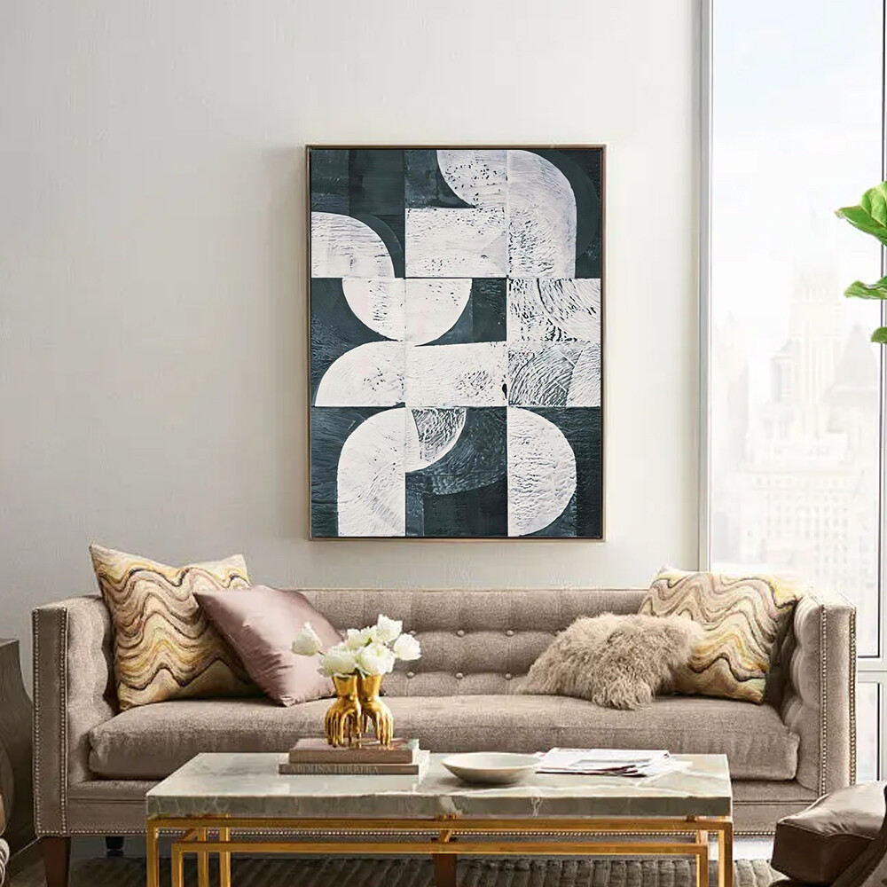 Hand Painted Abstract Painting Acrylic Modern Art Green Oil Painting Room