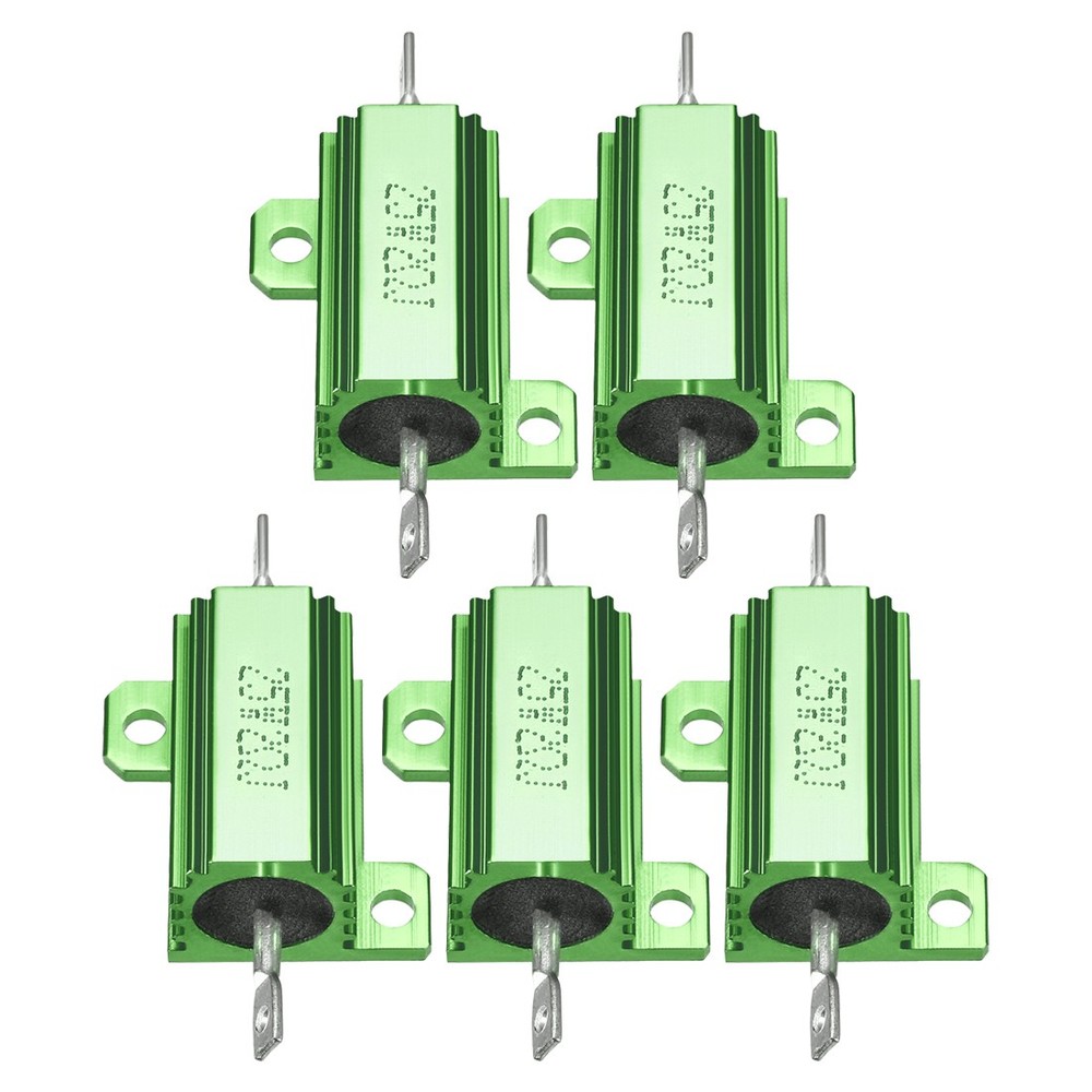 5 Pcs Aluminum Case Resistor, Great for Daily Use (Green, 25W 2 Ohm)
