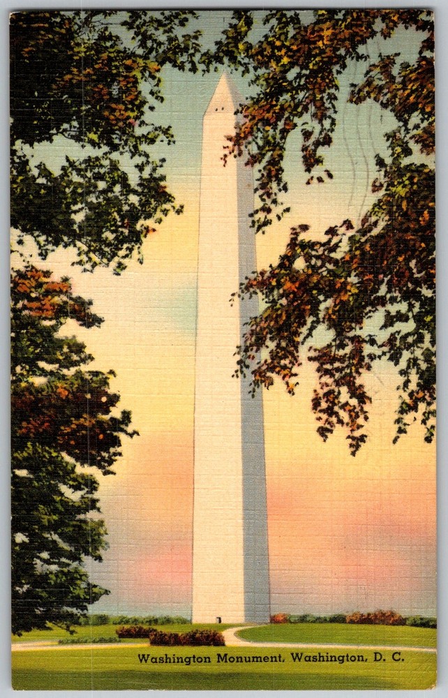 Vtg Linen Postcard Monument National Mall Washington, DC 1930s