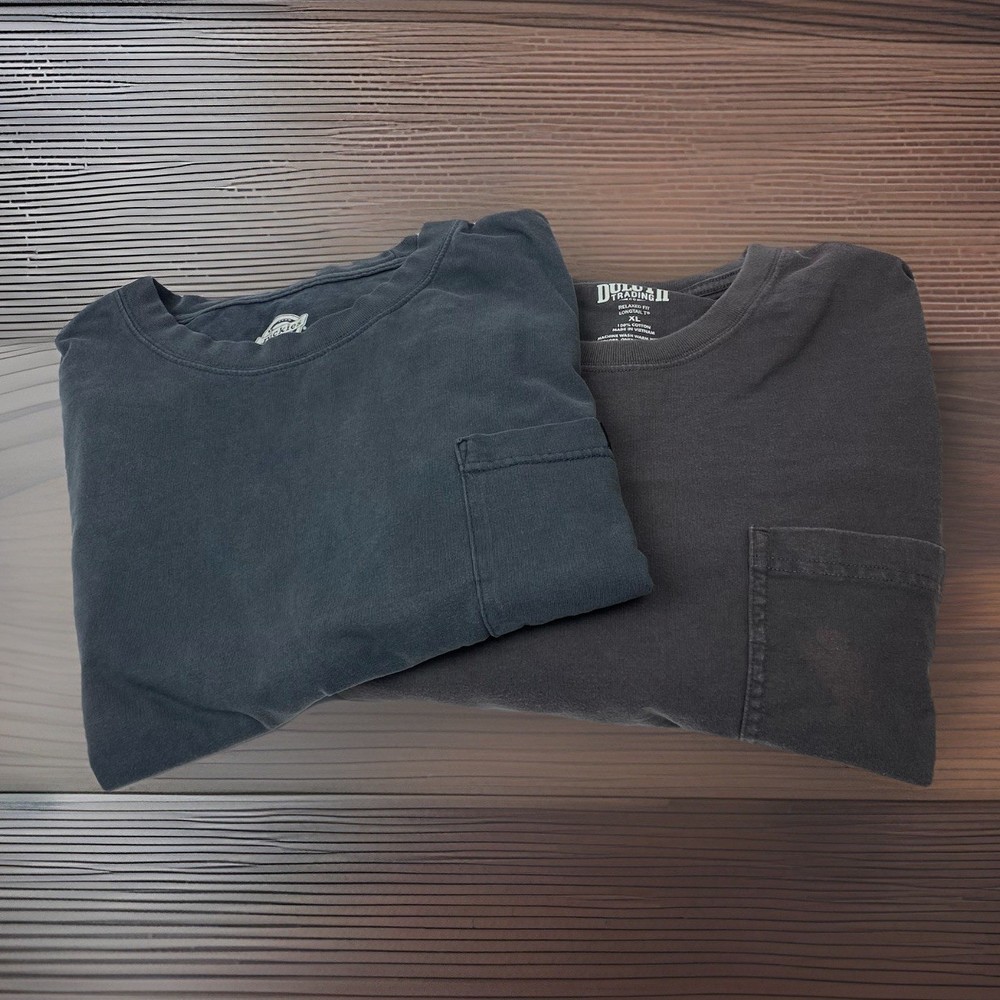 Lot Of 2 Dickies Duluth Men’s XL Extra Large Gray Pocket Crew Neck T Shirt Pack