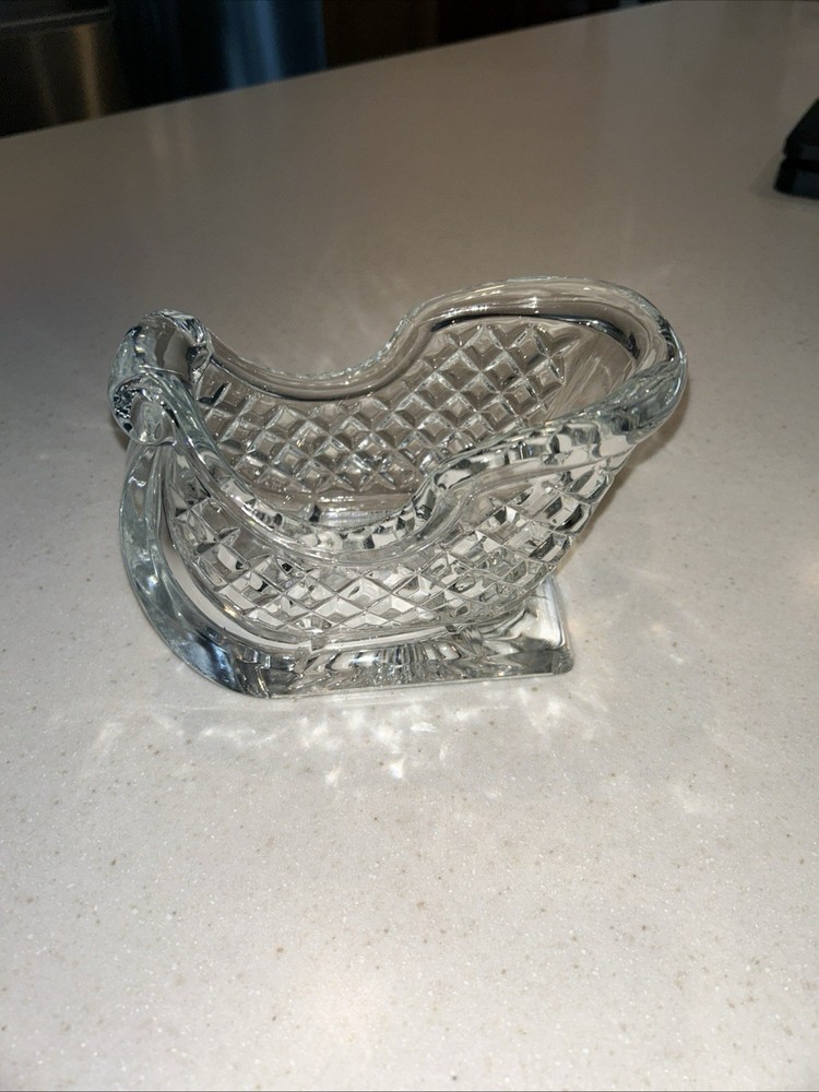Vintage Crystal Sleigh 24% Full Lead Crystal Candy Dish made in USA Heavy-duty.
