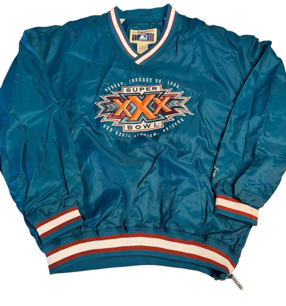 Vintage Super Bowl XXX Starter Pullover Jacket XL Blue Steelers vs Cowboys