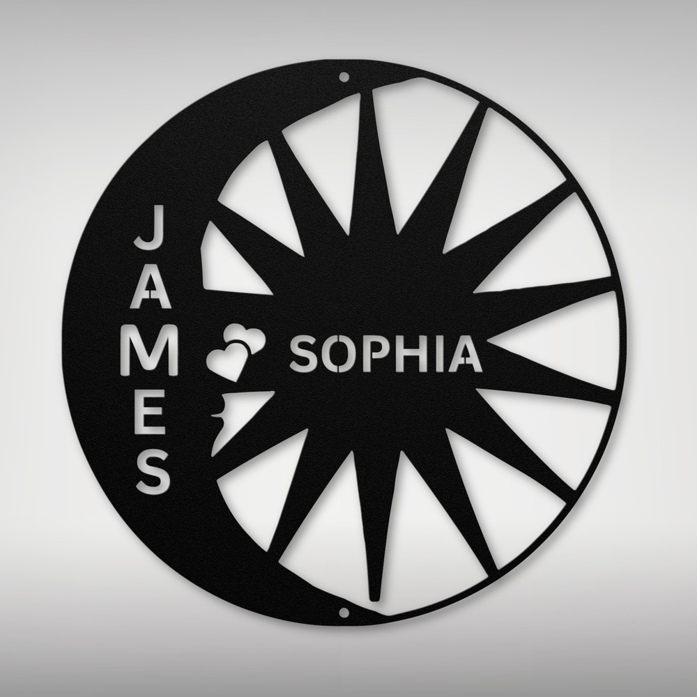 Personalized Moon Sun Couple Names Metal Sign Custom Home Decor Gift for Couples