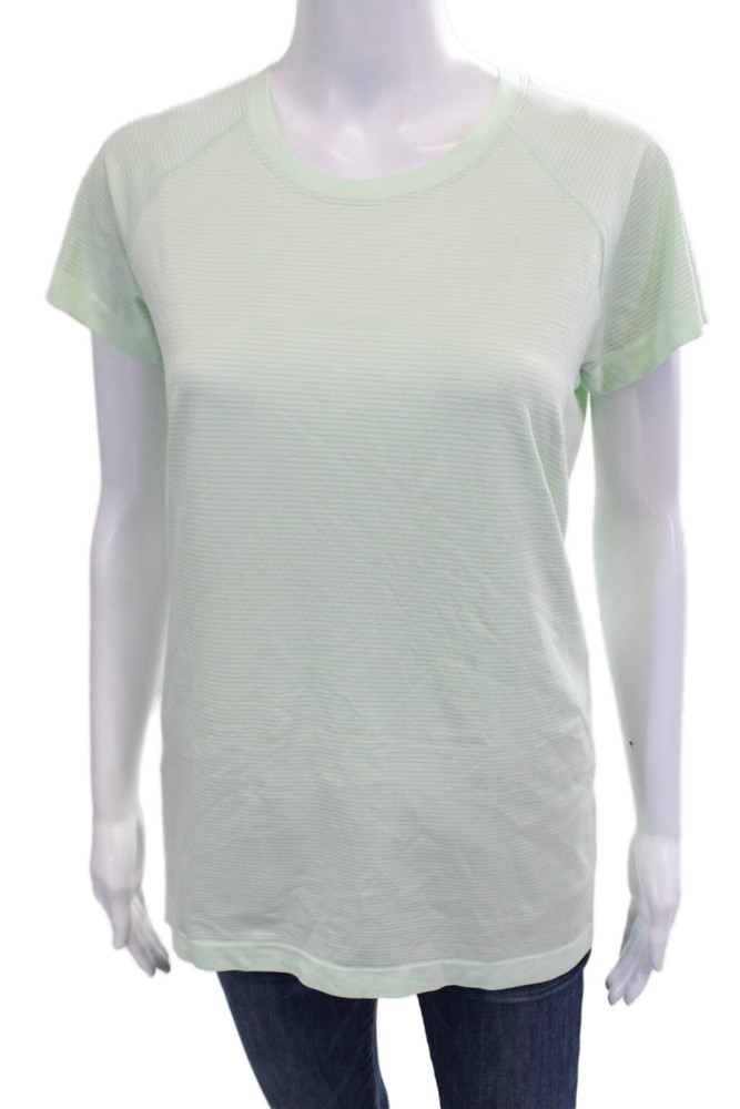 Lululemon Womens Basic Green Striped Short Sleeve T-Shirt Size 10Free Shipping in US $100+ Orders | $6.95 Orders Below