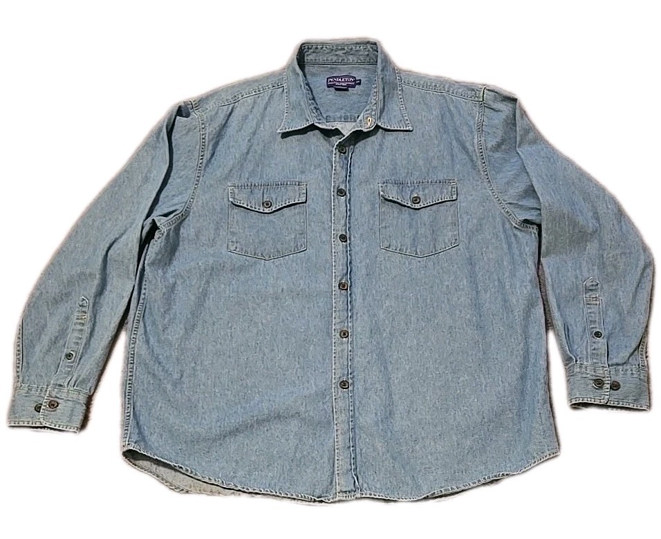 Vintage Pendleton Denim Shirt Mens 2XL Long Sleeve Workwear Gorpcore Pockets
