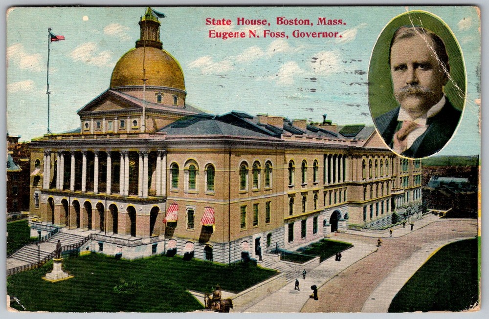 Antique Postcard State House Dome Portrait Boston, MA 1910s