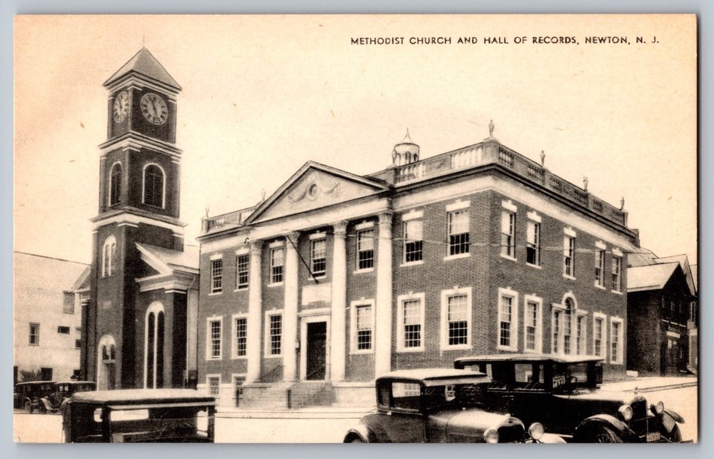 Methodist Church and Hall of Record Newton New Jersey Postcard