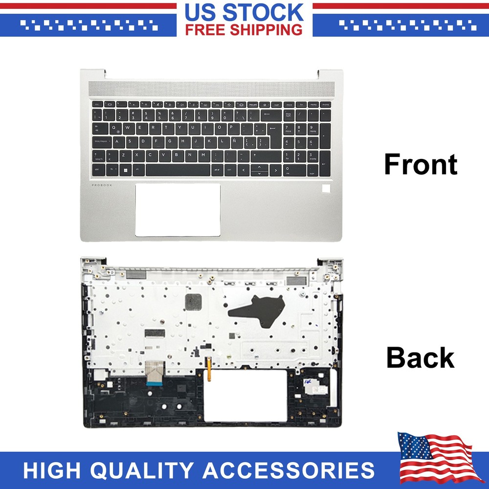 US For HP Probook 450 G8 455 G8 Latin Backlit Keyboard Palmrest Upper Case Cover