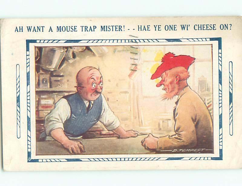 Bamforth comic signed MAN WANTS TO BUY MOUSE TRAP : make an offer k8226